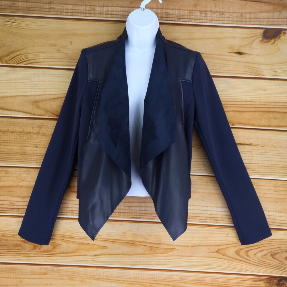 Edyson Open Front Blazer Jacket Womens Size M Blue 100%‎ Polyester Pockets